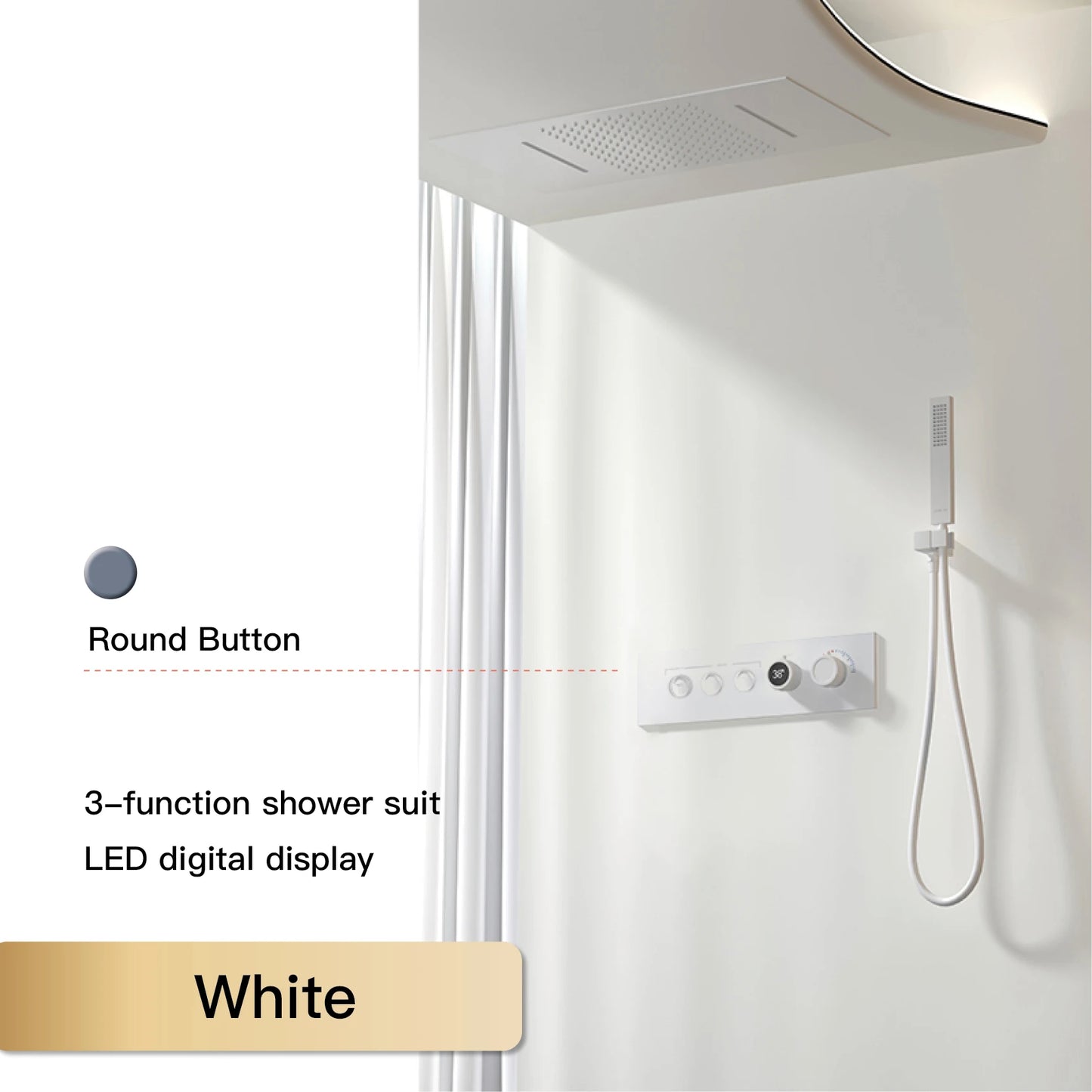 Luxury Black Brass Shower System LED Digital Display