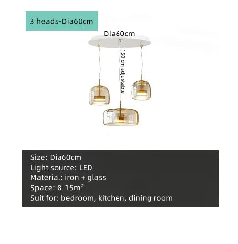 Modern Nordic Crystal LED Pendant Lights Living Room Home Decor Hanging Lamp Ceiling Light Fixture Living Dining Room Chandelier