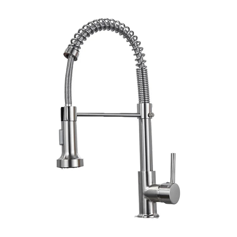 Matte Pull Down Kitchen Faucet Chrome Dual Modes Nozzle Hot Cold Water Mixer Crane Tap Brass Spring Kitchen Sink Faucets