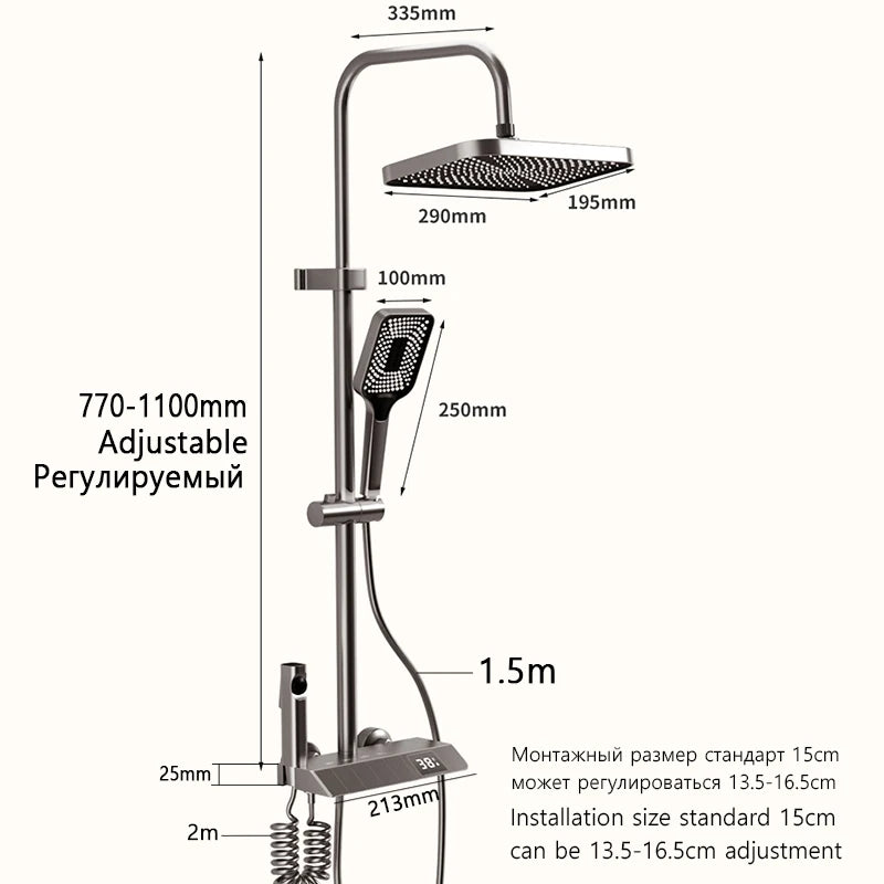 Black or Brass 4 Way Shower System Set