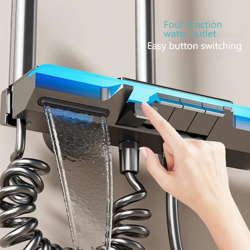 Grey Shower Set Ambient Light Shower System with Digital Display