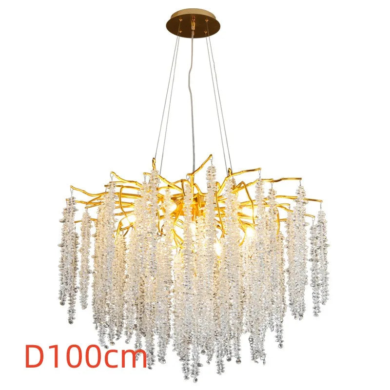 Nordic Crystal Tassel Chandelier for Living Room Hall Restaurant Decoration Luxury Ceiling Pendant Lights Indoor Lighting