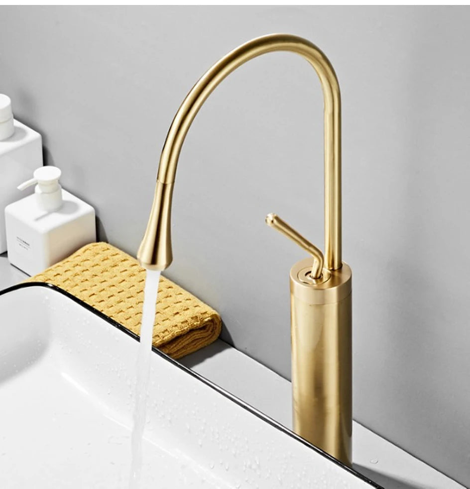 VGX Bathroom Faucets High Basin Mixer Sink Tall Faucet Gourmet Washbasin Taps Water Tap Hot Cold 360 Tapware Crane Brass Black