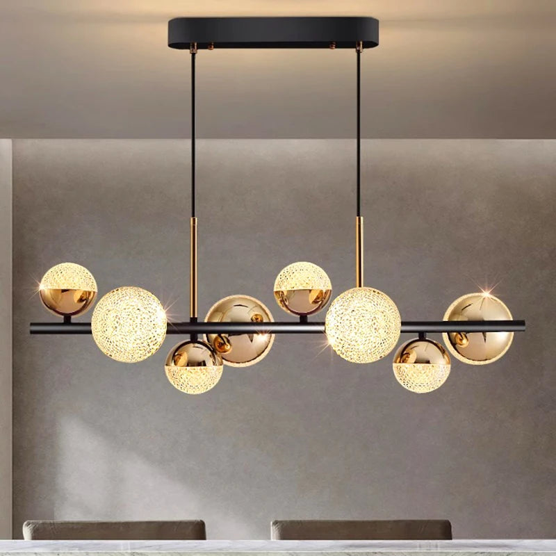 Modern Gold and Black Linear Nordic Chandeliers