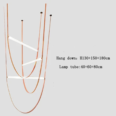 Postmodern Leather Belt Chandelier Living Room Villa Building Coffee Restaurant Glass Tube Designer Chandelier
