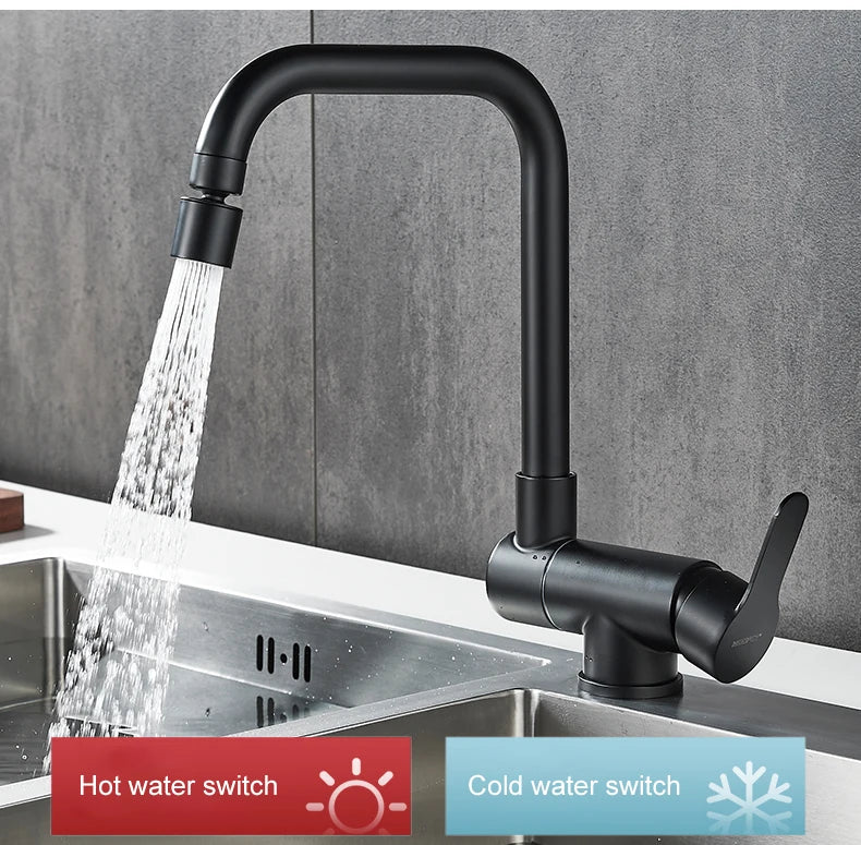 Deck Mounted Black Kitchen Faucets Pull Out Hot Cold Water Filter Tap for Kitchen Two Ways Sink Mixer Kitchen Faucet EL9005