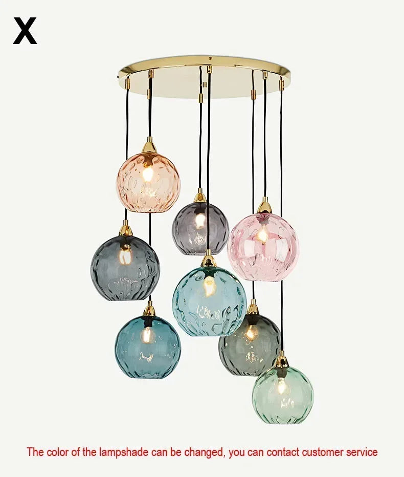 Nordic Stained Color Glass Chandelier