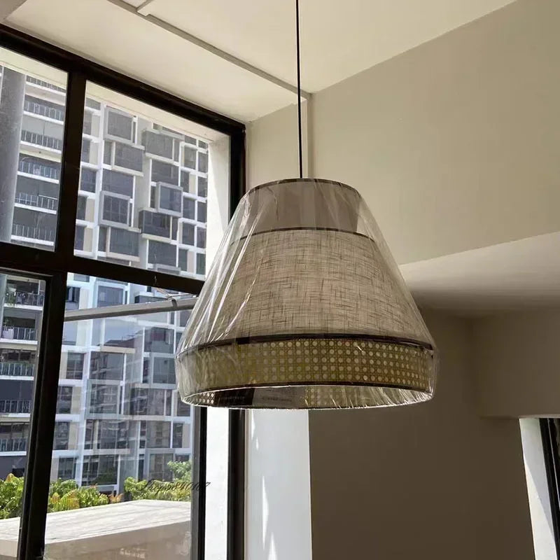 2024 Wabi Sabi Pendant Lights Minimalist Cloth Rattan Lamp Living Room Dining Room Kitchen Decor Suspension Restaurant Lamps