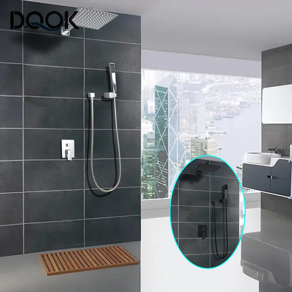 Thermostatic Shower Faucet Chrome Waterfall Rain Shower