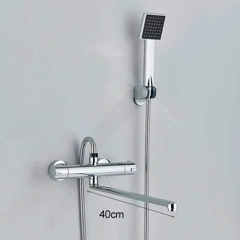Thermostatic Shower Faucet Chrome Cold Hot Water Mixer Tap Wall Mounted Thermostat Tapware ABS Plastic Handheld Bathtub faucet