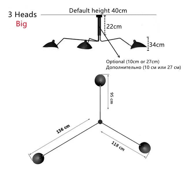 Nordic Retro Multi heads Pandent Lamp Simple Design Ceiling Postmodern Home Lighting Living Room Led Luminaire