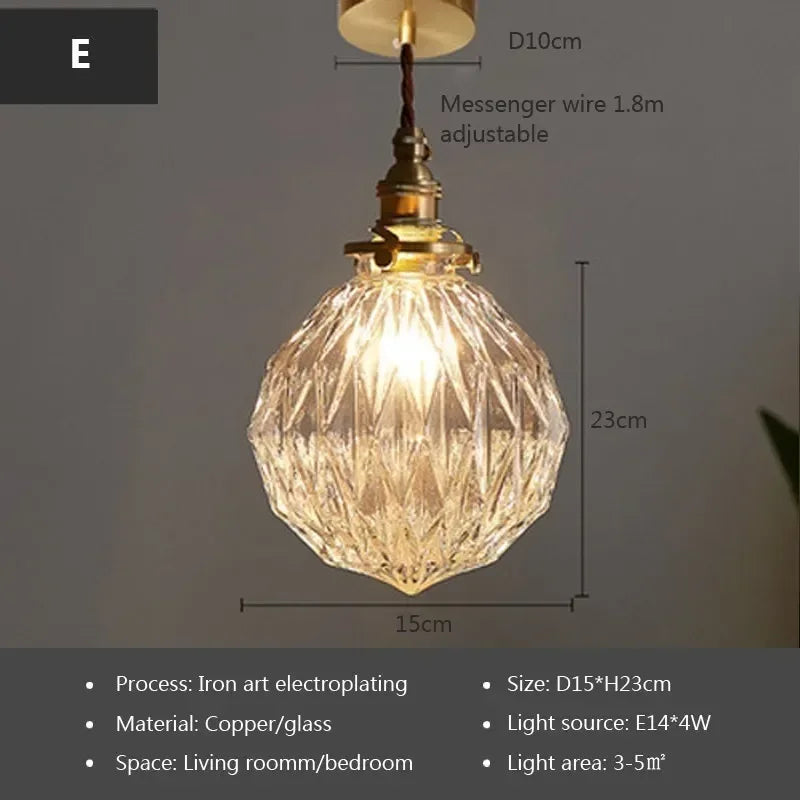 Glass Pendant Light Nordic Retro Chandeliers