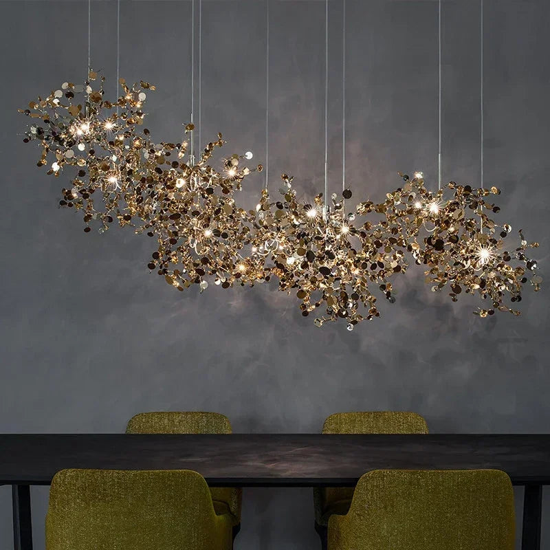 Modern LED Chrome Stainless Steel Chandelier Pendant Lights for Dining Room Home Decor Lighting Living Room Indoor Light Fixture
