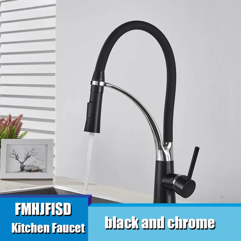 Chrome/Nickel/Black/Gold Rubber Kitchen Faucet Mixer Tap 360 Degree Rotation Pull Down Stream Sprayer Taps torneira de cozinha