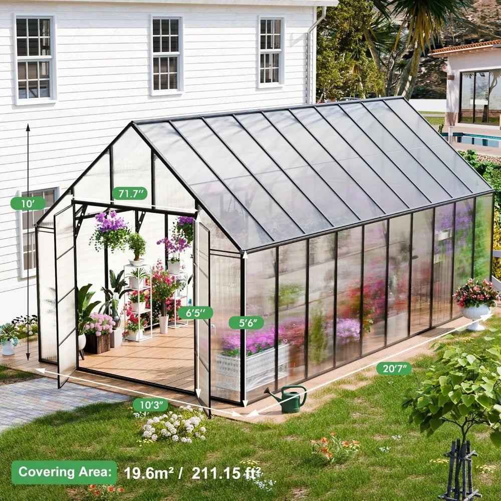 Greenhouse Aluminum Heavy Duty Polycarbonate with Vent Window