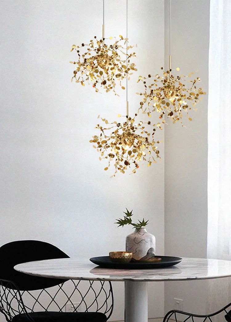 Modern LED Chrome Stainless Steel Chandelier Pendant Lights for Dining Room Home Decor Lighting Living Room Indoor Light Fixture