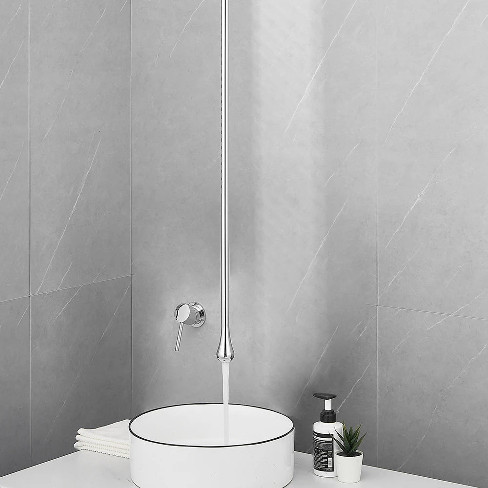 BAKALA Water Drop Hang Ceiling Faucet Bathroom Basin Bathtub Tap Solid Brass Hot Cold Water Sink Mixer Tub Hardware