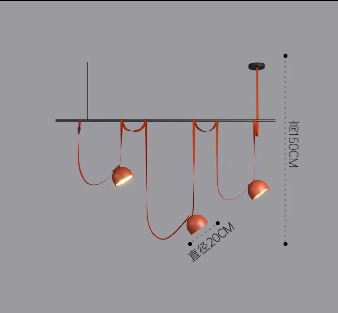 Italy Orange/Black Creative Nordic Design Dining Room Belt Pendant Lamp