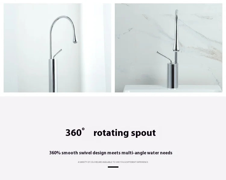 Modern Bathroom Faucet High Arc Single Handle Sink Faucet Brass Washbasin Hot and Cold Water Faucet with Hose Accessories