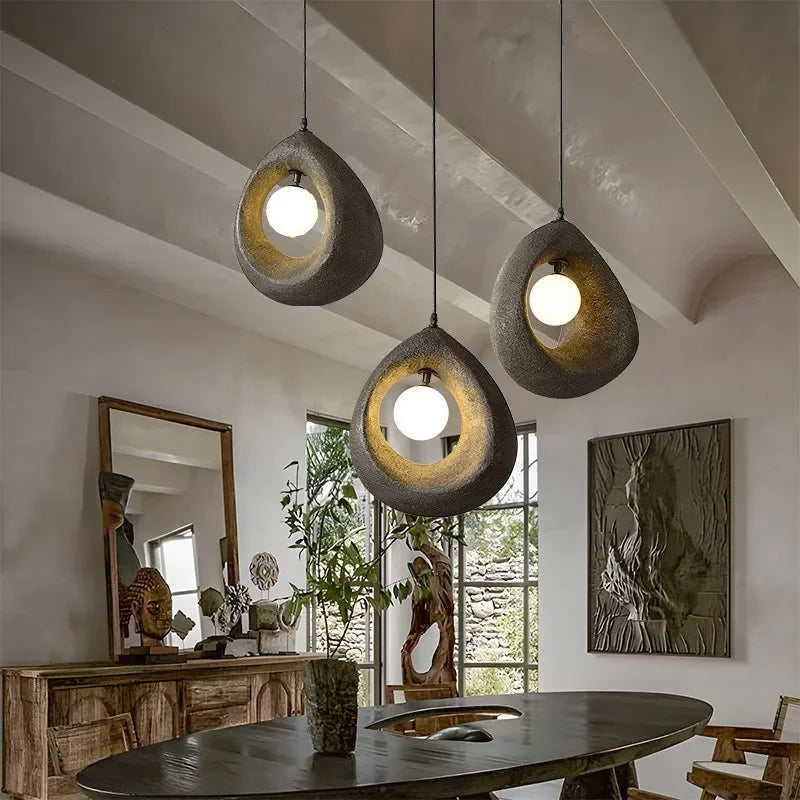 Nordic Dining Room Wabi Sabi Pendant Lights Led Hanging Lighting Minimalism Suspend Bedroom Home Decor Indoor Lamps Fixtures