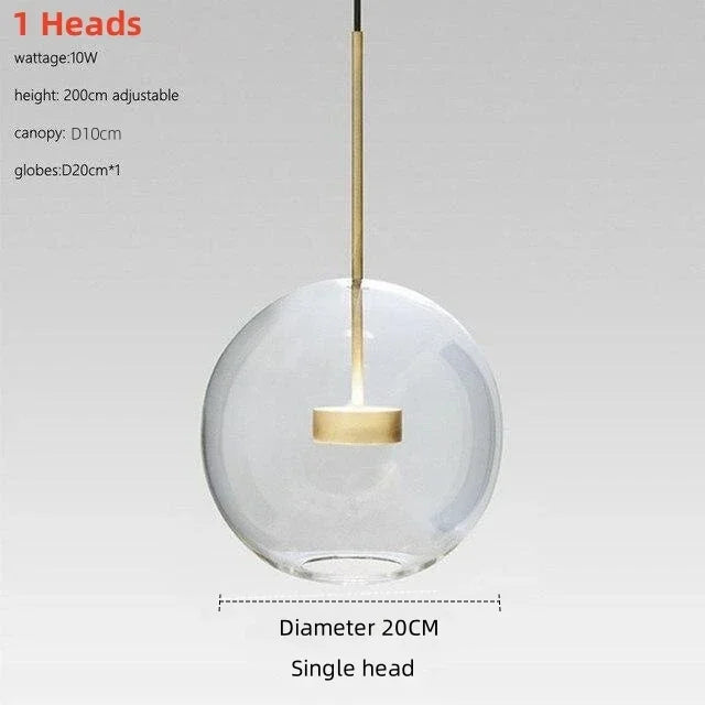 Italian Designer Glass Bubble Ball Pendant Chandelier for Kid Room Dining Kitchen Island Indoor House Decor Hanging Lighting