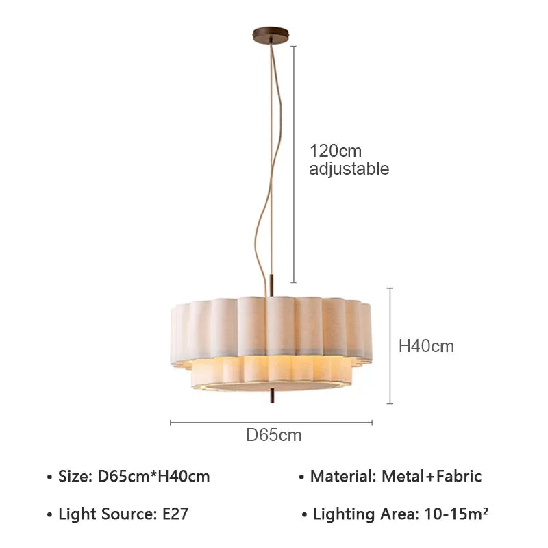 Folia Fabric Pendant lamp Bohemia Large Linen Lamp Wabi Sabi Living Dining room Bedroom lamp B&B Decoration Lounge room Lamp
