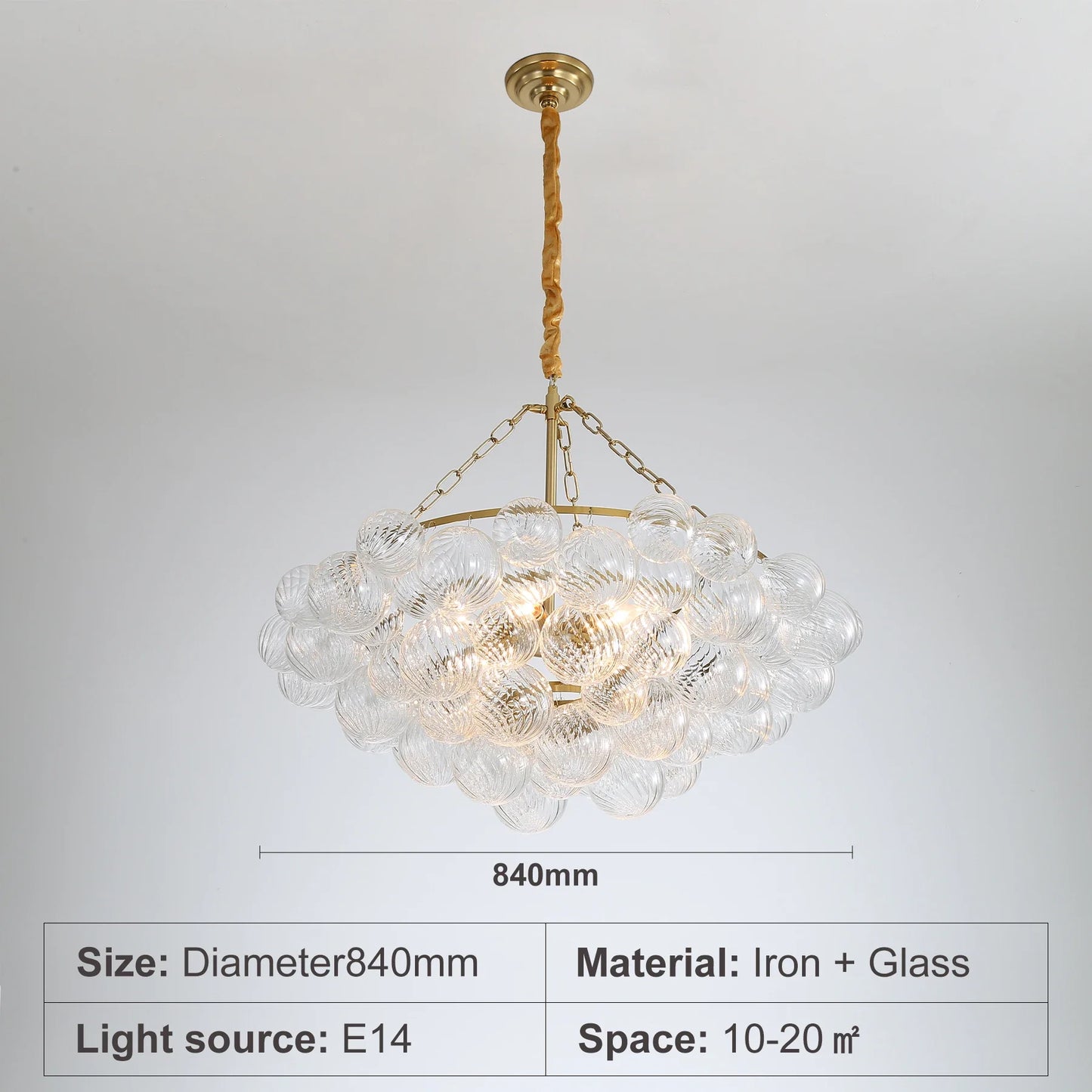 Mid Century Clear Glass Bubble Ball Chandeliers Lights Living Room Swirled Ribbed Globe Chandelier Bowl Dining Room Over Table