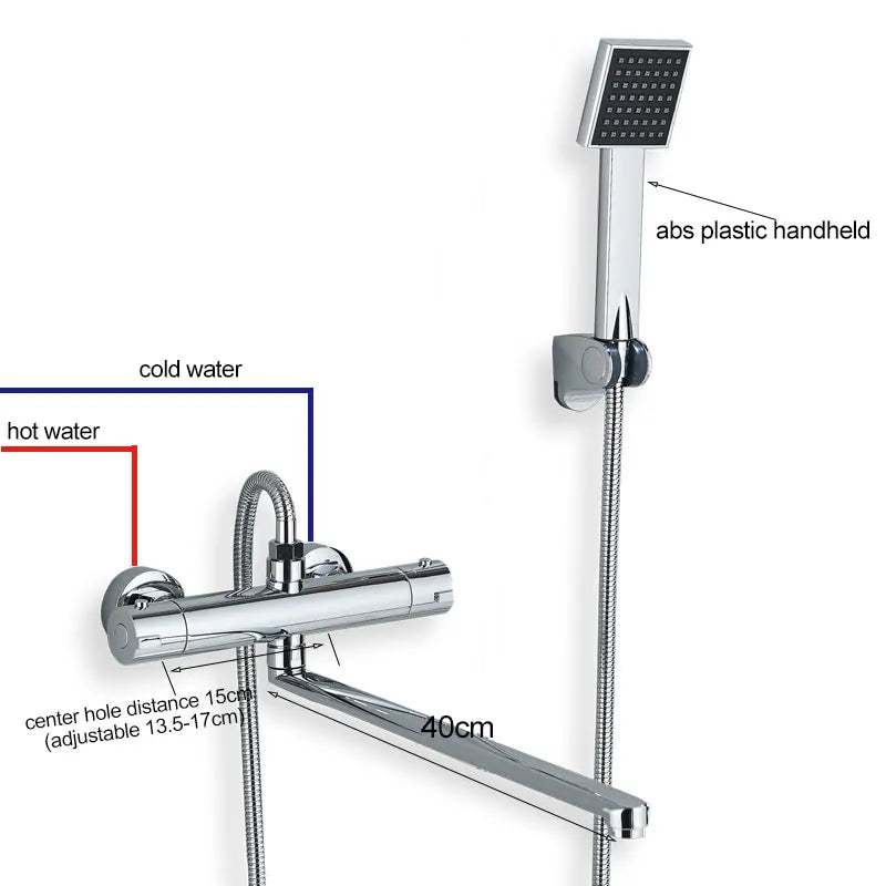 Thermostatic Shower Faucet Chrome Cold Hot Water Mixer Tap Wall Mounted Thermostat Tapware ABS Plastic Handheld Bathtub faucet