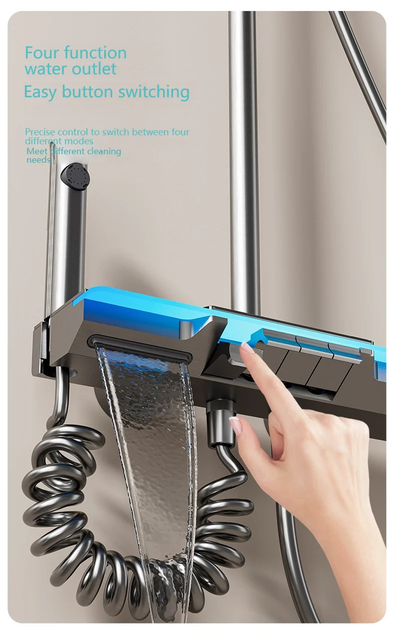Grey Shower Set Ambient Light Shower System with Digital Display