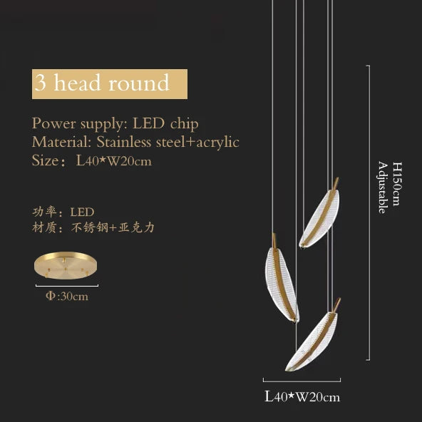 Luxury Modern Minimalist Leaf Art Chandelier