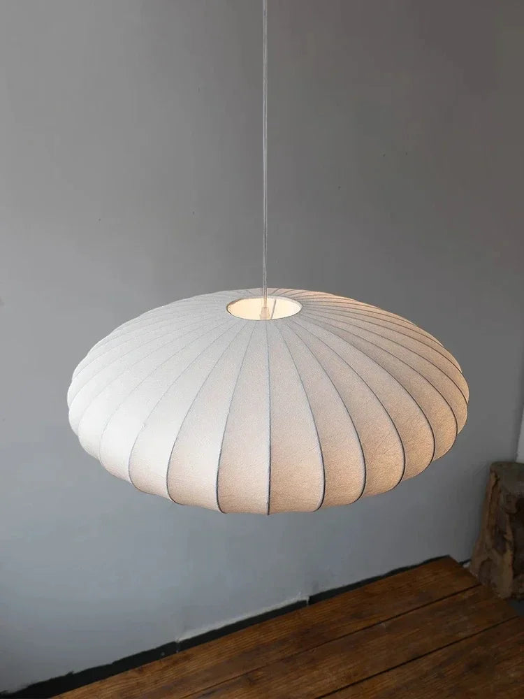 Japanese Wasbu-Sabi Style Handmade Silk Pendant Lamp