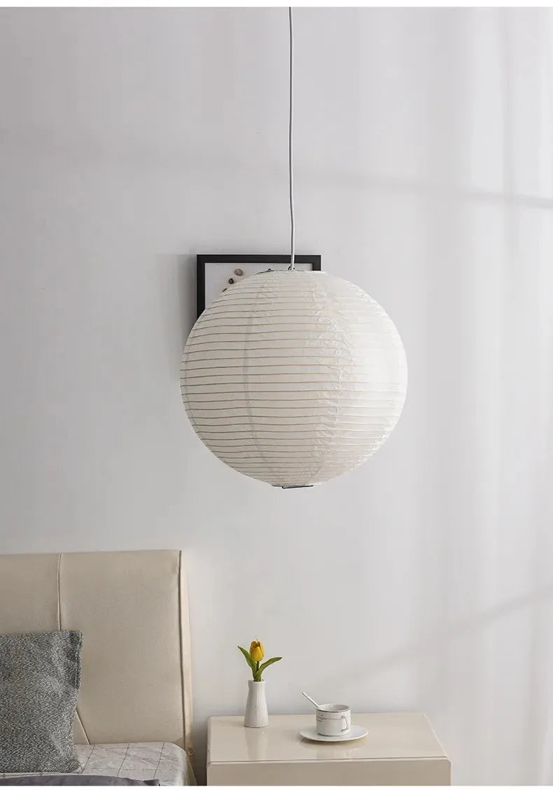 Nordic Wabi Sabi Wind Round Rice Paper Led Pendant Lights Living Dining Room Bedroom Loft Restaurant Bar Home Decor Chandelier