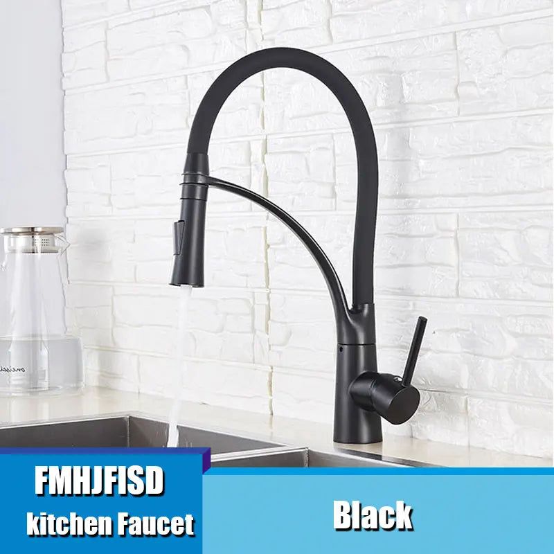 Chrome/Nickel/Black/Gold Rubber Kitchen Faucet Mixer Tap 360 Degree Rotation Pull Down Stream Sprayer Taps torneira de cozinha