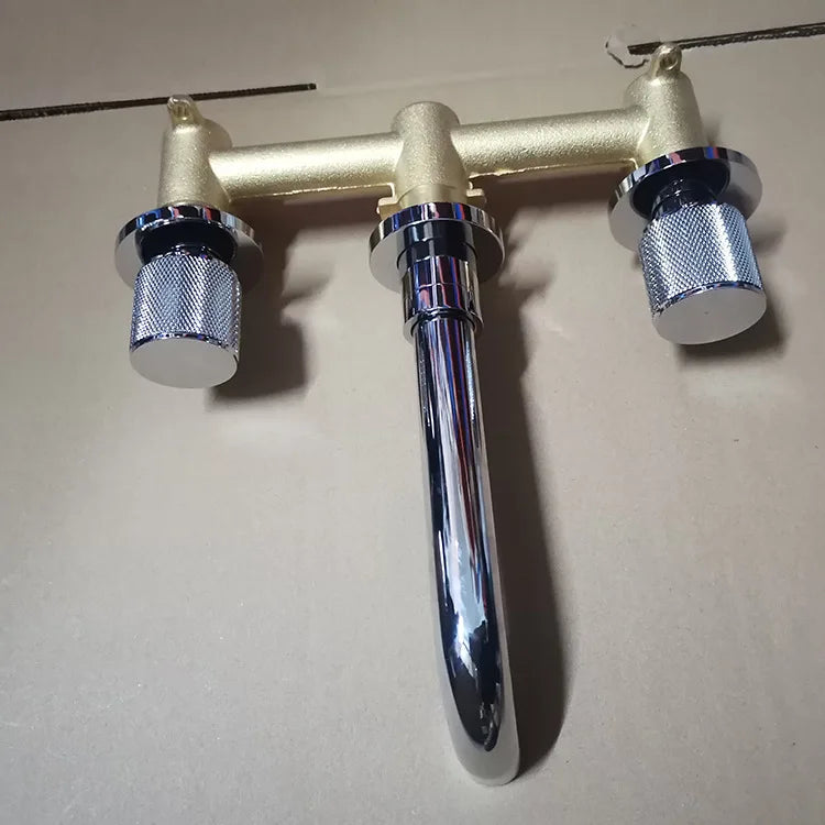 Bathroom Faucet Brushed Gold Bathroom Basin Faucet Cold And Hot Brass Sink Mixer Sink Tap Single Handle Wall Mounted Water Tap