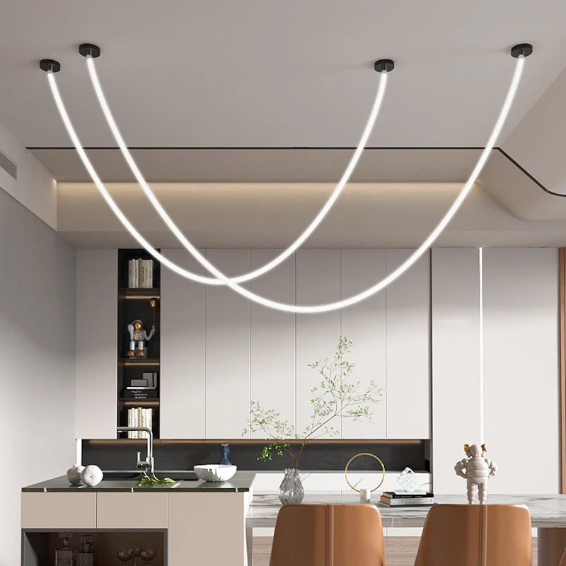 Modern LED Chandelier Silicone Lamps 360-degree Light-emitting for Living Room Restaurant Department Hotel Office Pendant Lights
