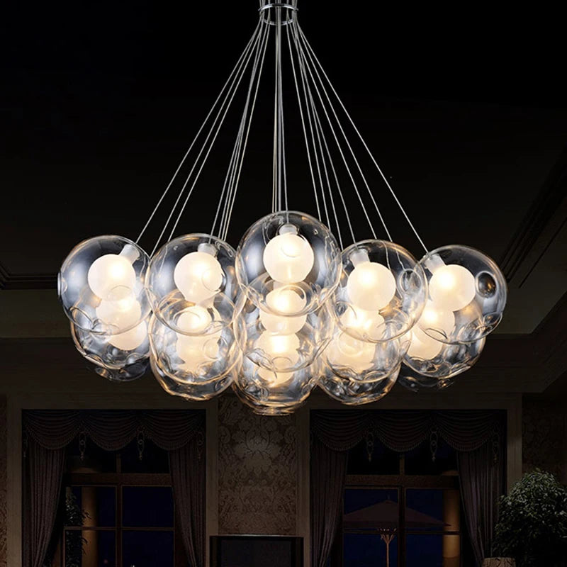 Glass Modern LED Ball Bubble Hanging Lamp