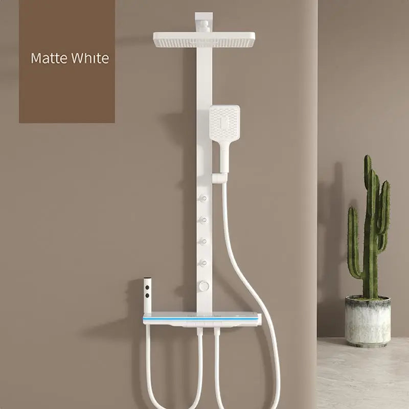 Digital Display Shower Set Bathroom Ambient Light Five-Function Back Spray Shower Faucet Gray Shower System Package