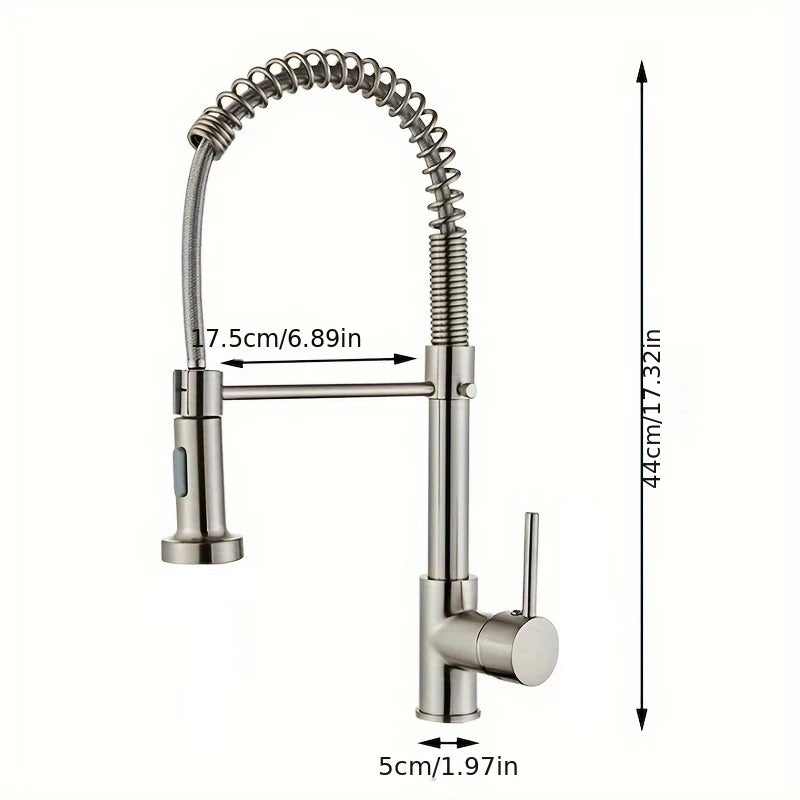 Matte Pull Down Kitchen Faucet Chrome Dual Modes Nozzle Hot Cold Water Mixer Crane Tap Brass Spring Kitchen Sink Faucets