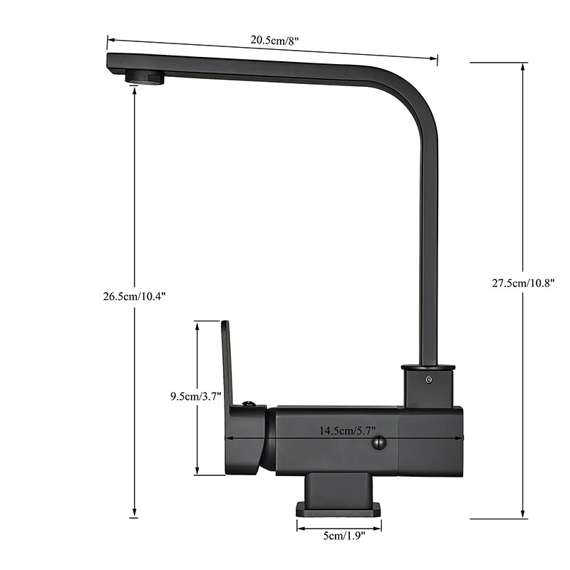 Black Kitchen Faucet 360° Rotating Fold Hot Cold Water Mixer Tap Deck Mount Sink Faucets 304 stainless steel quality Crane