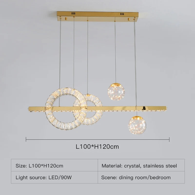 Light Luxury Modern Restaurant Led Chandelier Designer Creativity Is Suitable for Simple Table Lamp Bar Crystal Lamps.