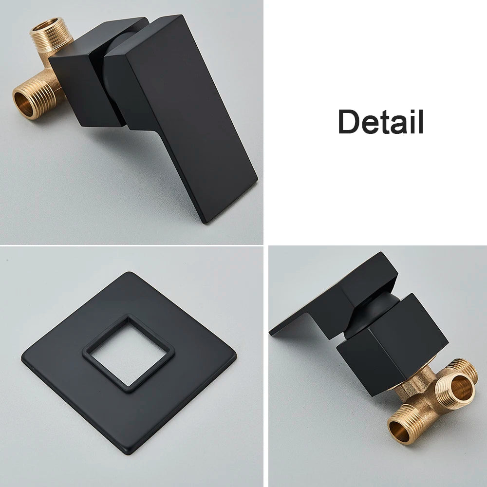 Matte Black Rotate Spout Basin Faucet Wall Mounted Bathroom Hot & Cold Water Mixer Tap Concealed Install Washing Crane Faucets