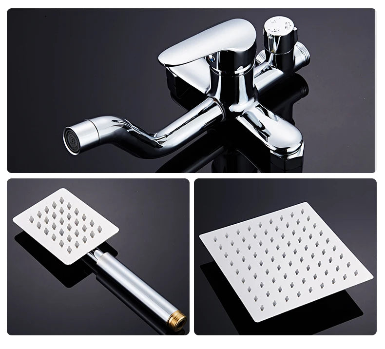 Black/Chrome Plating Bathroom Shower Set Household Copper Faucet Wall-mounted Bathtub Rain