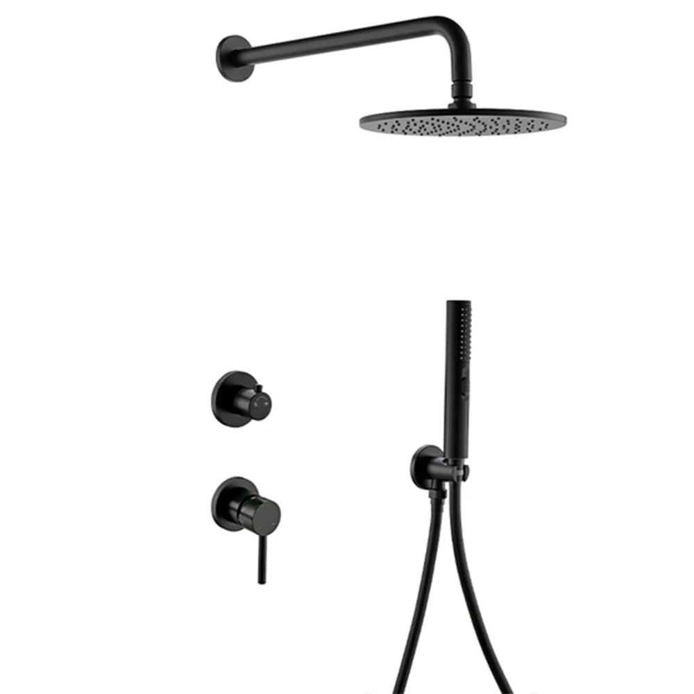 Smesiteli Shower System Set Brushed Gold Wall Mount Bathroom Faucet Hidden Brass Hot Cold Valve Bath Shower Rain Shower Kit