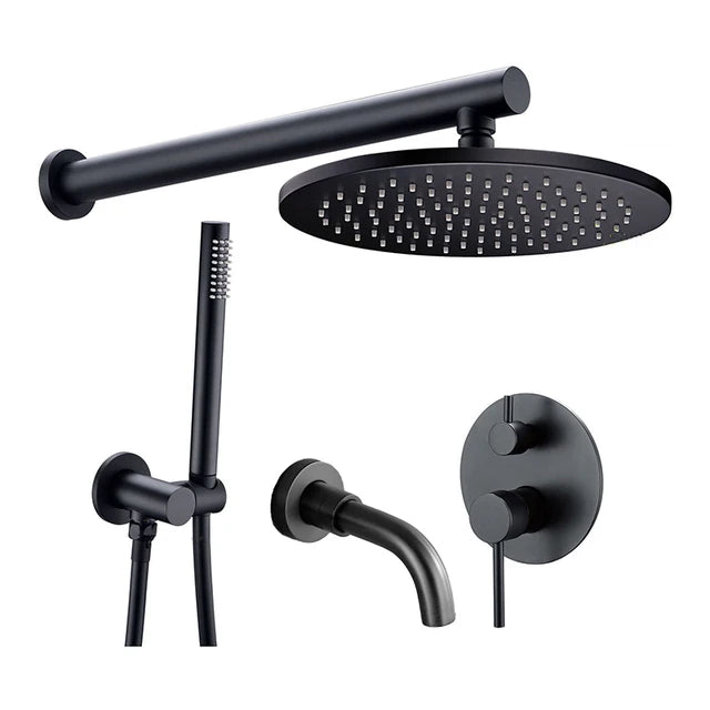 Bagnolux Brass Drawing Concealed Wall Hanging Top Head And Hand Shower Curtain Set Two Functions Hot Cold Mixing Bathroom Faucet