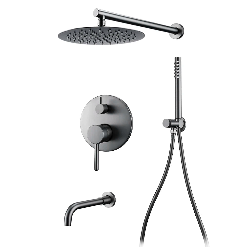 Bagnolux Brass Drawing Concealed Wall Hanging Top Head And Hand Shower Curtain Set Two Functions Hot Cold Mixing Bathroom Faucet