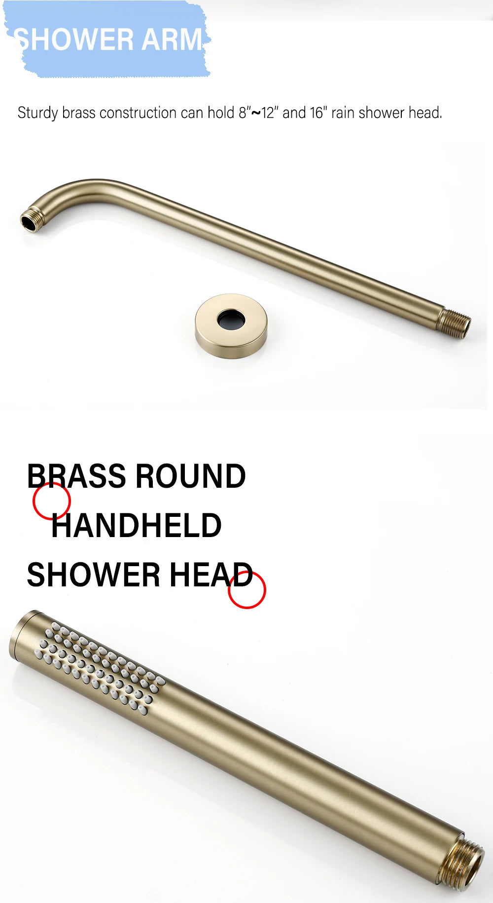 Smesiteli Shower System Set Brushed Gold Wall Mount Bathroom Faucet Hidden Brass Hot Cold Valve Bath Shower Rain Shower Kit