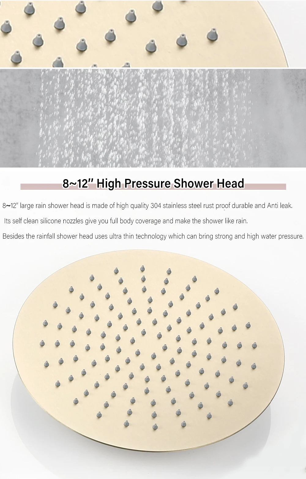 Smesiteli Shower System Set Brushed Gold Wall Mount Bathroom Faucet Hidden Brass Hot Cold Valve Bath Shower Rain Shower Kit