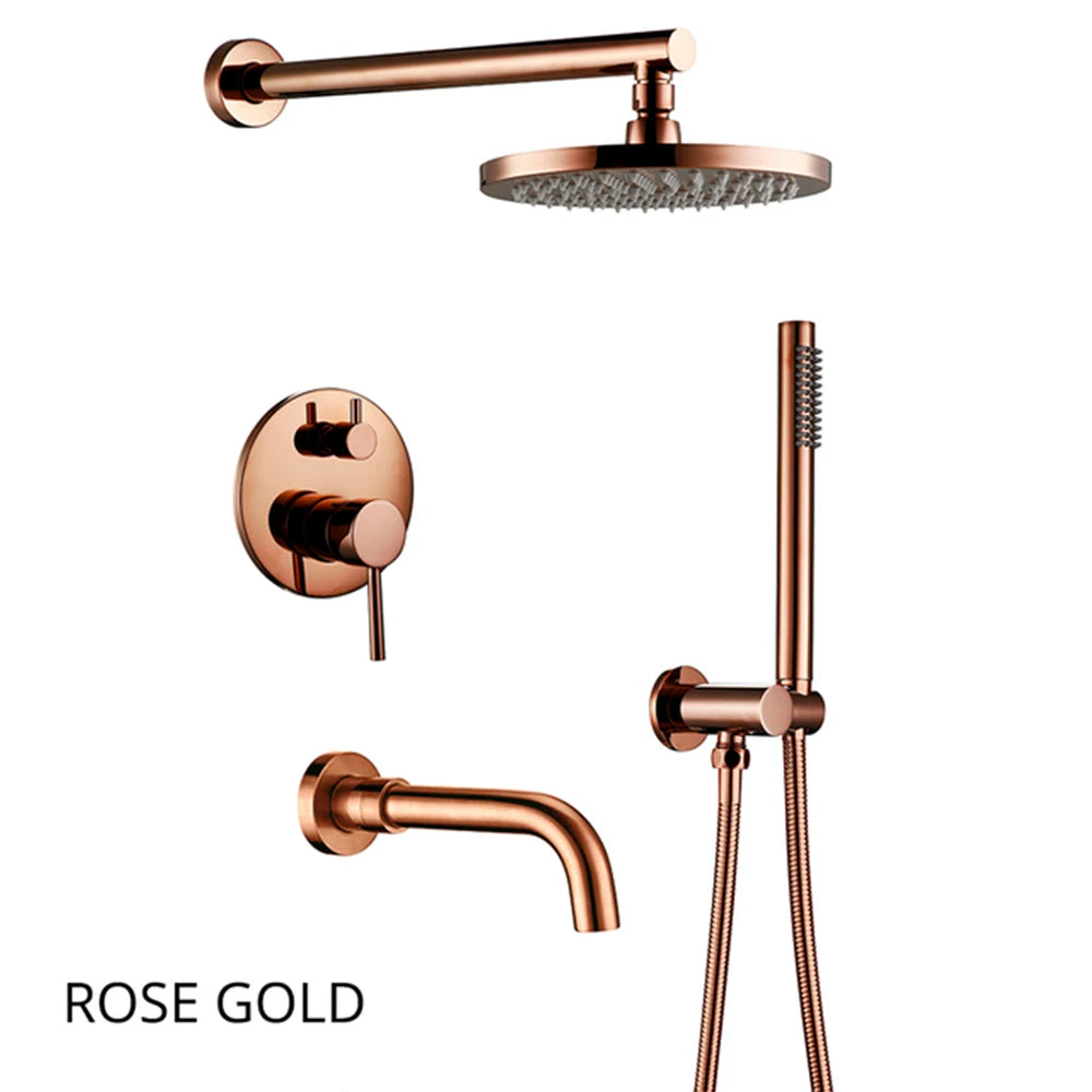 Bagnolux Brass Drawing Concealed Wall Hanging Top Head And Hand Shower Curtain Set Two Functions Hot Cold Mixing Bathroom Faucet