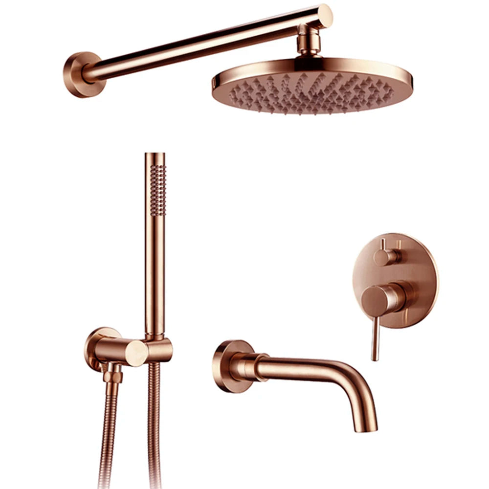 Bagnolux Brass Drawing Concealed Wall Hanging Top Head And Hand Shower Curtain Set Two Functions Hot Cold Mixing Bathroom Faucet
