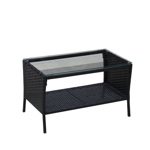 4 PC Rattan Patio Furniture Set Outdoor Cushioned Seat Wicker and Beige